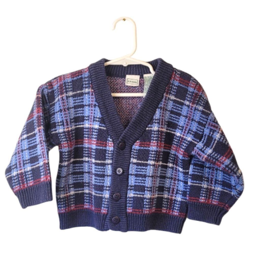Vintage IZOD Plaid Kid's Button Front Cardigan